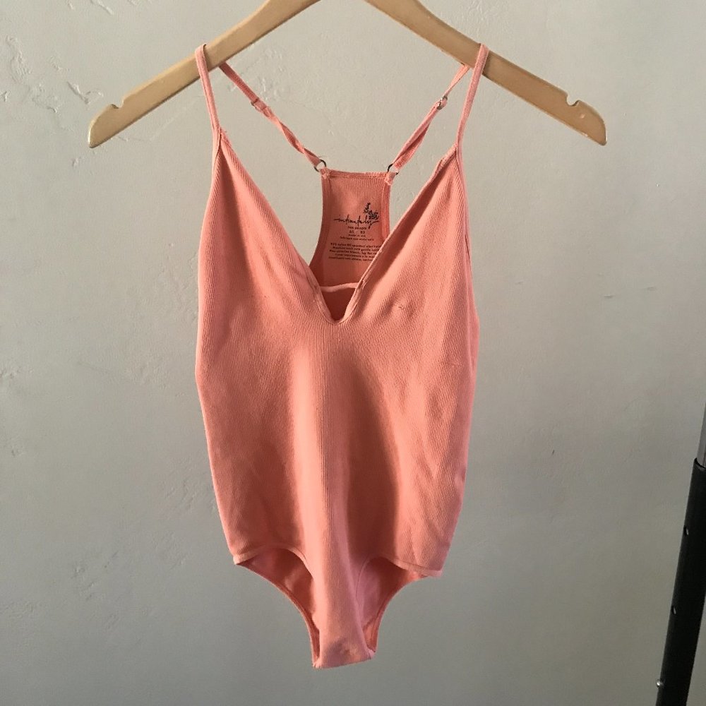 Free People Ribbed Pink Bodysuit